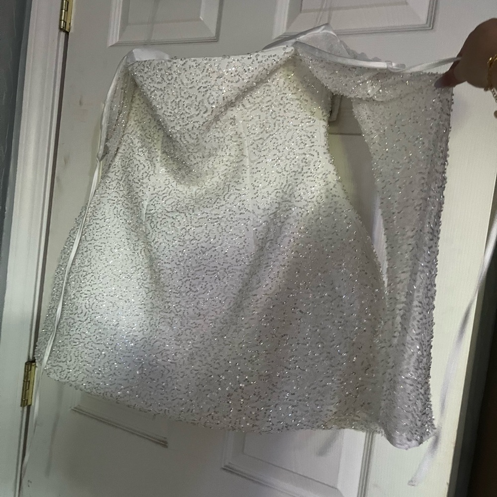 Elegant White Mini Sequin Dress